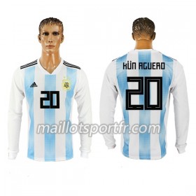 Maillot de Foot Argentine Kun Aguero 20 Domicile Coupe du monde 2018 ML